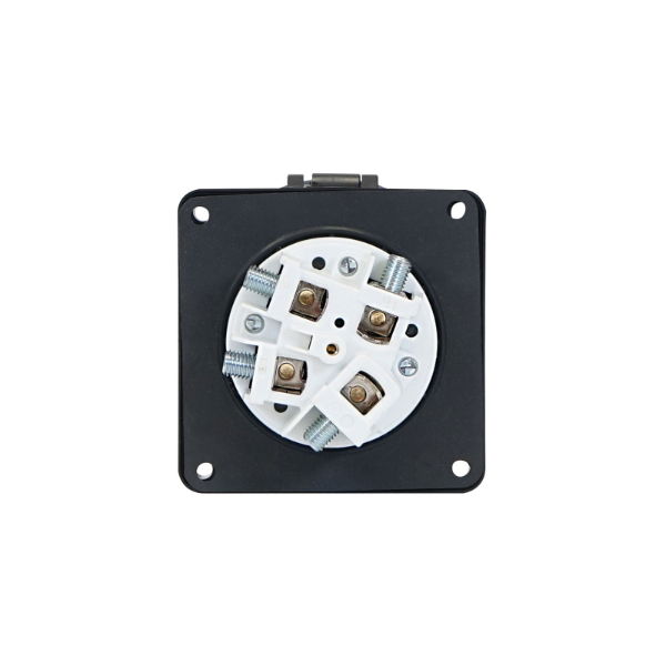 125A 400V 3P+E Black Panel Socket (3445-7)