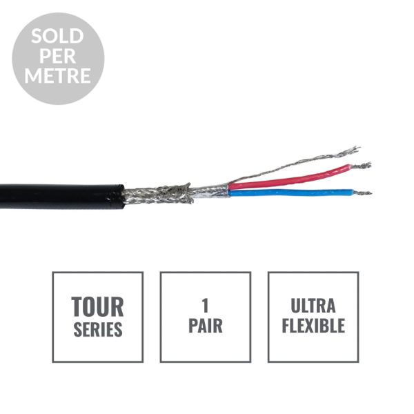 TOUR Screened 1 Pair DMX Cable DMX1PRB-TPU, Cut Length