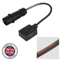 0.35m Mennekes Black 16A Plug to 13A Socket Cable