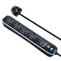 2m 13A Surge Protected 4 Gang with USB SRGLSU42PB-MP
