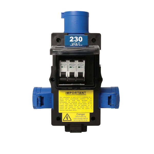 ST ANTON Distribution Box 32A 240V In, 2x 16A, 1x 13A Out