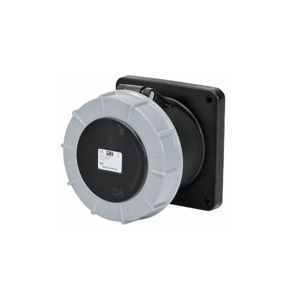 125A 400V 3P+E Black Panel Socket (3445-7)